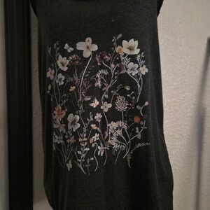 Dark Floral Sleeveless Tank Top